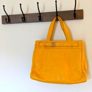 Vintage Ralph Lauren yellow leather tote bag